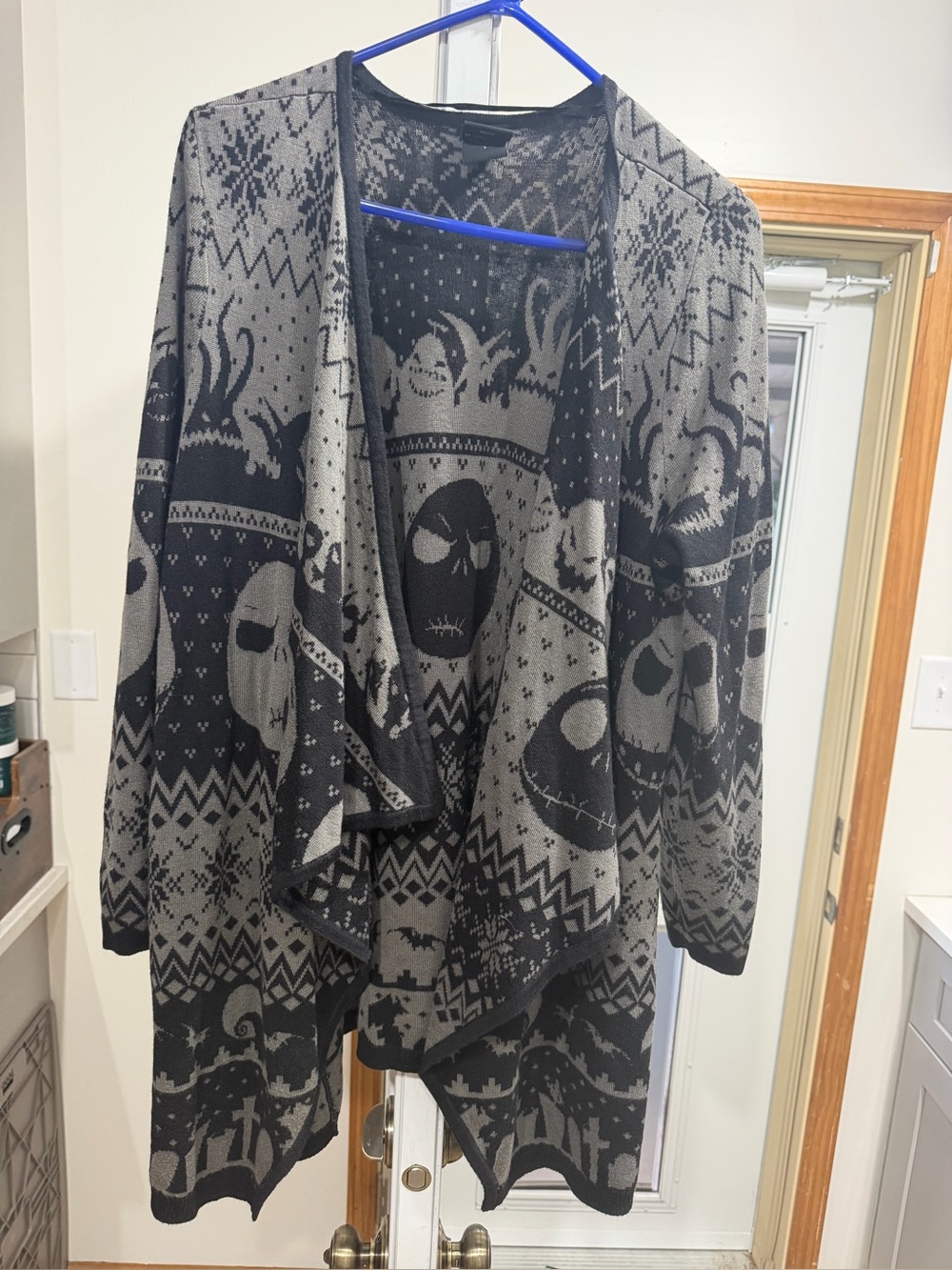 torrid Black & Gray nightmare before Christmas Skull Jacquard Drape Cardigan
